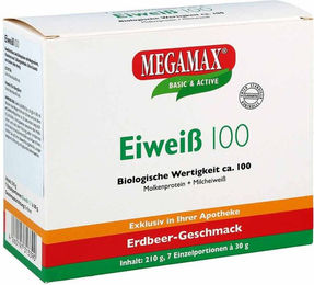 MEGAMAX Eiweiß 100 Konzentrat Pulver Erdbeere zuckerfrei 210 g – Bild 1 von 1
