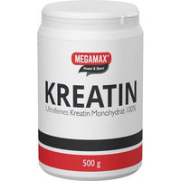 Produktbild von Megamax Kreatin Monohydrat Pulver 500 g vegan ohne Zusatzstoffe