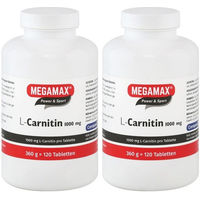 Produktbild von MEGAMAX L-Carnitin 1000 mg Tabletten vegan laktosefrei glutenfrei 120 Stück