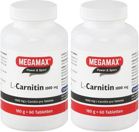 MEGAMAX L-Carnitin 1000 mg Tabletten vegan laktosefrei glutenfrei 180 Stück – Bild 1 von 1