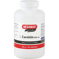 Produktbild von MEGAMAX L-Carnitin 1000 mg Tabletten vegan laktosefrei glutenfrei 60 Stück
