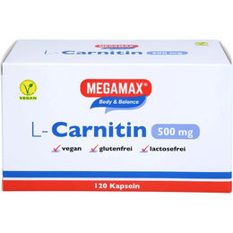 MEGAMAX L-Carnitin 500 mg Kapseln 120 Stück vegan laktosefrei glutenfrei – Bild 1 von 1