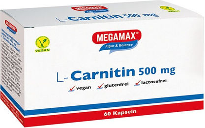 MEGAMAX L-Carnitin 500 mg Kapseln vegan laktosefrei glutenfrei 60 Stück – Bild 1 von 1