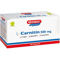 Produktbild von MEGAMAX L-Carnitin 500 mg Kapseln vegan laktosefrei glutenfrei 60 Stück