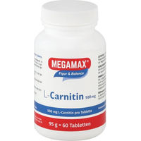 Produktbild von MEGAMAX L-Carnitin 500 mg Tabletten vegan laktosefrei glutenfrei 60 Stück