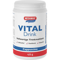 Produktbild von Megamax Vital Drink Cappuccino Pulver Schokolade laktosefrei glutenfrei zuckerfrei 425 g