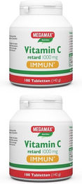 MEGAMAX Vitamin C Ascorbinsäure 1000 mg Retard Tabletten vegan laktosefrei glutenfrei für Schwangere und Stillende – Bild 1 von 1