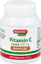 MEGAMAX Vitamin C Ascorbinsäure Retard 1000 mg Tabletten 100 Stück vegan laktosefrei glutenfrei – Bild 1 von 1