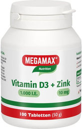 Megamax Vitamin D3 1000 IE und Zink 10 mg Tabletten – Bild 1 von 1
