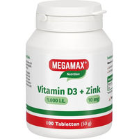 Produktbild von Megamax Vitamin D3 1000 IE und Zink 10 mg Tabletten