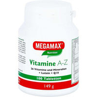 Produktbild von MEGAMAX Vitamine A-Z mit Q10 und Lutein Tabletten 100 Stück für Sportler und Senioren