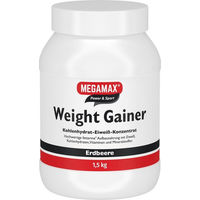 Produktbild von MEGAMAX Weight Gainer Erdbeere Pulver zuckerfrei 1500 g