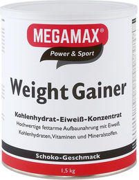MEGAMAX Weight Gainer Kohlenhydrat-Eiweiß-Konzentrat Schokolade zuckerfrei 1500 g Pulver – Bild 1 von 1
