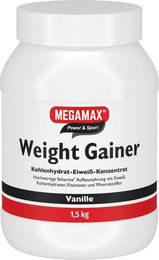 MEGAMAX Weight Gainer Vanille Pulver glutenfrei 1500 g – Bild 1 von 2