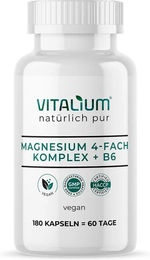 meinVitalium Magnesium 4-fach Komplex mit Vitamin B6 Kapseln vegan 180 Stück – Bild 1 von 1
