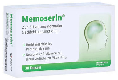 Memoserin Intercell Pharma Phosphatidylserin 100 mg mit Vitamin B12 und B-Komplex Kapseln 30 Stück Vegan und Sojafrei – Bild 1 von 1