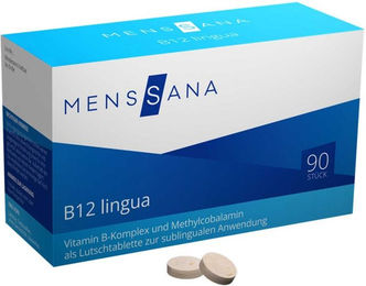 MensSana B12 Lingua Vitamin B-Komplex Lutschtabletten vegan glutenfrei laktosefrei 90 Stück – Bild 1 von 2