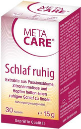 META-CARE Schlaf ruhig Kapseln mit Passionsblume, Zitronenmelisse, Hopfen und Melatonin vegan glutenfrei laktosefrei 30 Stück – Bild 1 von 4