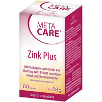 Produktbild von META-CARE Zink+ Kapseln mit Zinkpicolinat, Kollagen und Biotin, laktosefrei und glutenfrei, 60 Kapseln