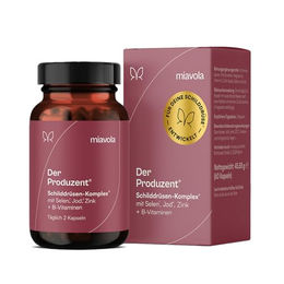 miavola Schilddrüsen-Komplex mit L-Tyrosin, Jod, Selen, Zink und 8 B-Vitaminen, 60 Kapseln, vegan und ohne Zusatzstoffe – Bild 1 von 3