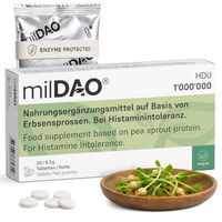 Produktbild von milDAO Vegan DAO Enzym 1.000.000 HDU pro Tablette – 30 Tabletten vegan glutenfrei Halal
