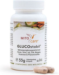 MITOcare GLUCOstabil Mineralstoff-Komplex mit Chrom und Jod, hochdosierte Kapseln, laktosefrei und ohne Zusatzstoffe, 60 Kapseln – Bild 1 von 2