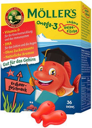Möller's Omega-3 Gummis Erdbeere zuckerfrei für Kinder und Erwachsene 36 Stück – Bild 1 von 4