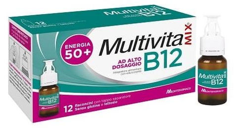 Montefarmaco Multivitamix B12 Flüssigkeit für Senioren glutenfrei und laktosefrei 12 Fläschchen – Bild 1 von 1