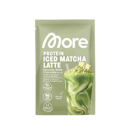 More Nutrition More Protein Iced Matcha Latte Pistachio White Chocolate zuckerfrei Pulver – Bild 1 von 1
