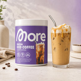 MORE Protein Iced Coffee Caramel Cold Brew Proteinpulver mit Molkenprotein 300 g – Bild 1 von 4