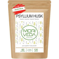 Produktbild von Moriveda Psyllium Husk Flohsamenschalen Kapseln vegan und glutenfrei 120 Stück