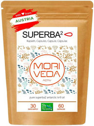 Moriveda SUPERBA Krillöl Softgels mit Omega-3-6, Astaxanthin und Cholin, glutenfrei – Bild 1 von 1
