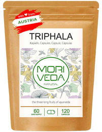 MoriVeda Triphala Kräuter-Komplex Kapseln – 120 Stück – Vegan und ohne Zusatzstoffe – Bild 1 von 2