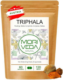 Moriveda Triphala Kräuter-Komplex Tabletten mit Amla, Bibhitaki und Haritaki 1000 mg 120 Stück – Bild 1 von 2