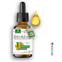 Produktbild von MoriVeda Vitamin D3 + K2 Tropfen mit Vitamin D3 und Vitamin K2 (MK-7) vegan