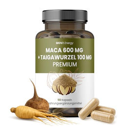 MOVit Energy Maca 600 mg und Taigawurzel 100 mg Premium 2in1 Komplex Vegetarische Kapseln 90 Stück – Bild 1 von 2