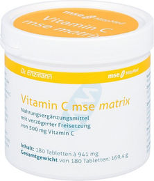 Mse Matrix Vitamin C Ascorbinsäure 500 mg Tabletten 180 Stück glutenfrei laktosefrei ohne Zusatzstoffe – Bild 1 von 1