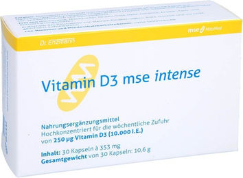 MSE Pharmazeutika Vitamin D3 intense 10000 IE Kapseln 30 Stück glutenfrei laktosefrei ohne Gelatine – Bild 1 von 1