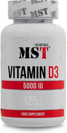 MST Nutrition Vitamin D3 5000 IE Kapseln für Erwachsene und Sportler ohne Zusatzstoffe 120 Stück – Bild 1 von 2