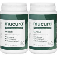 Produktbild von mucura Flohsamenschalen Kapseln vegan ohne Zusatzstoffe glutenfrei und laktosefrei