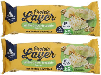 Multipower Protein Layer Riegel White Schokolade Pistazie glutenfrei und zuckerarm – Bild 1 von 1