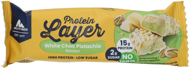 Multipower Protein Layer Riegel White Schokolade Pistazie zuckerarm – Bild 1 von 2