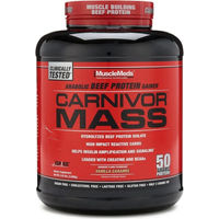 Produktbild von MuscleMeds Carnivor Masse Protein Pulver Vanille Karamell zuckerfrei laktosefrei 2688g