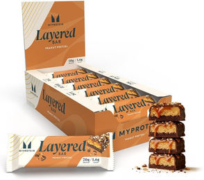 Myprotein Layered Proteinriegel Chocolate Peanut Pretzel zuckerarm 12 x 60 g – Bild 1 von 5