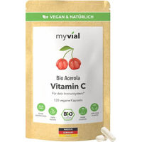 Produktbild von myvial Bio Acerola Vitamin C Kapseln vegan ohne Zusatzstoffe 120 Stück
