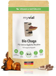 myvial Bio Chaga Kapseln mit Pilzpulver aus Wildsammlung, 120 Stück, vegan und ohne Zusatzstoffe – Bild 1 von 1