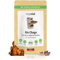 Produktbild von myvial Bio Chaga Kapseln mit Pilzpulver aus Wildsammlung, 120 Stück, vegan und ohne Zusatzstoffe