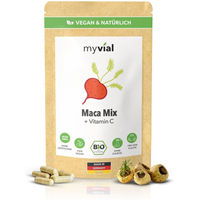 Produktbild von myvial Bio Maca Mix Kapseln mit 3 Maca-Sorten und Acerola, vegan, 120 Stück