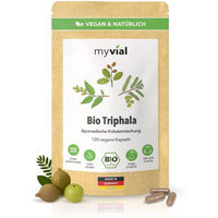 Produktbild von myvial Bio Triphala Kapseln mit Kräuter-Komplex, vegan und ohne Zusatzstoffe, 120 Stück