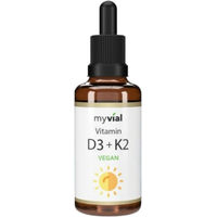Produktbild von myvial Vitamin D3 K2 Tropfen 1000 I.E. vegan mit Flechtenextrakt ohne Zusatzstoffe